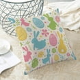 thumbnail image 5 of Easter Pillow Covers 18x18 Inch Set of 2, Colorful Bunny Eggs Throw Pillows Farmhouse Linen Rabbit Spring Decor Pillowcase for Sofa Bedroom Living Room Indoor Outdoor, 5 of 6