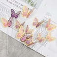 thumbnail image 5 of Hermoso papel con borde dorado, mariposa de alambre rosa y morado tridimensional, decoración para pasteles para hornear, complemento de decoración, 5 of 5