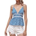 thumbnail image 1 of Haut Cami Sans Manches à Bretelles Imprimé Floral pour Femmes, Col en V, Garniture Crochet, 1 of 7