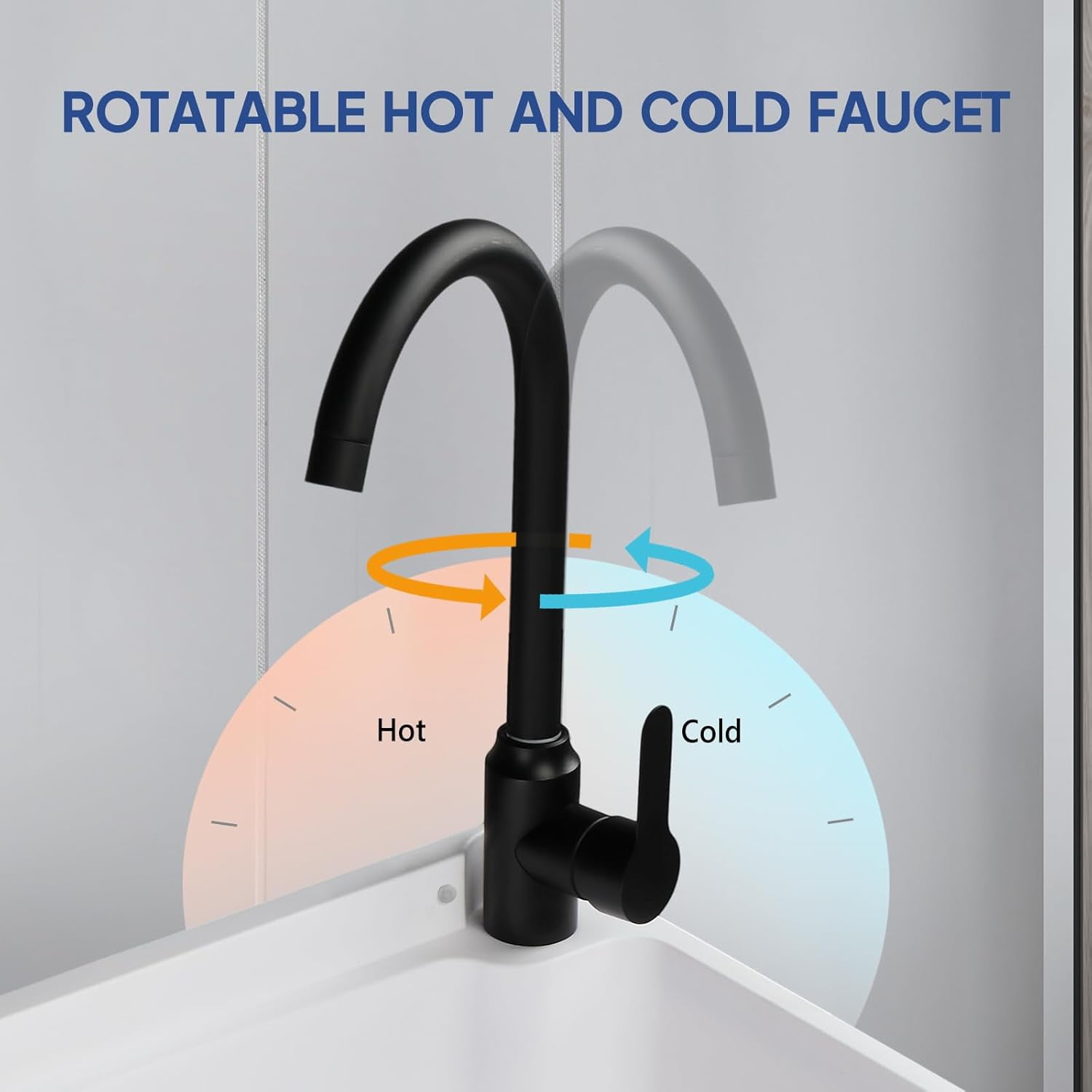 ROVSUN Plastic Wall-Mounted Utility Sink, Wall-Mounted Utility Tub with Wall Bracket, Hot&Cold Faucet, Drain Plug, Perfect for Basement, Laundry Room, Garage or Shop and More, Black