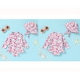 thumbnail image 4 of Younger Tree Infant Baby Girl One-Piece Swimsuit Long Sleeve Rash Guard Swimwear Hat Bathing Suit Set for 6-12 Months, 4 of 7
