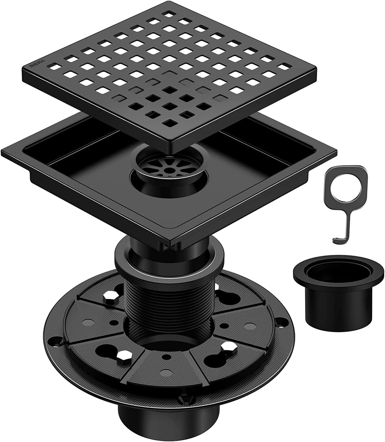 Shower Drain Grate Black, Brightify 6 Inch Square Shower Drain Cover