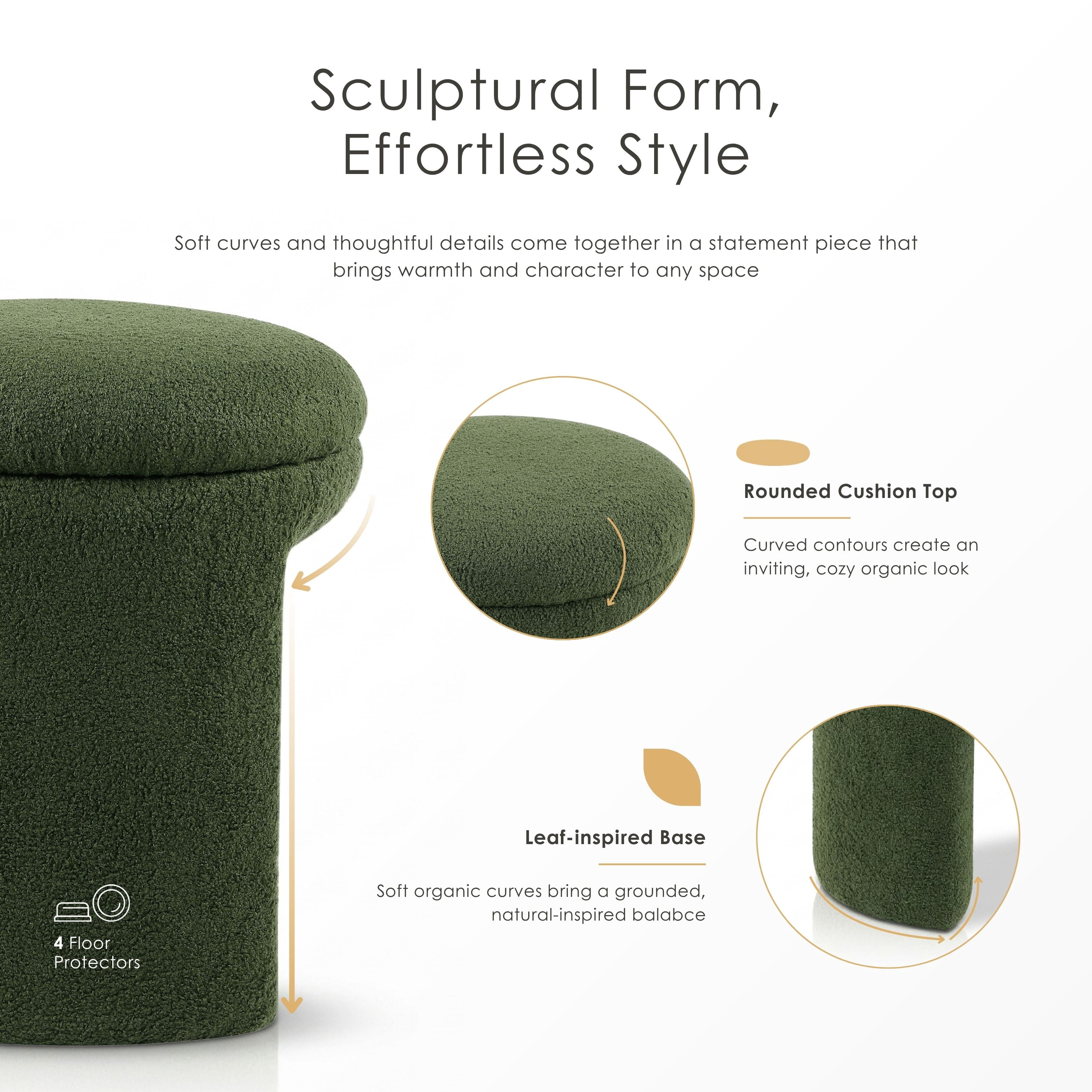 Furniture of America Thia Modern 18" Upholstered U-Shaped Indoor Stool, Brown