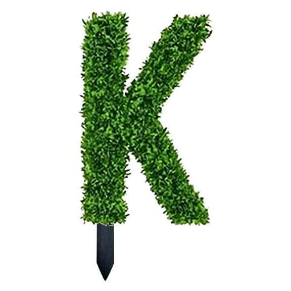 3D Boxwood Word Wall Decor - Artificial Letter Bush with Ground Spike for Outdoor, Halloween Front Door Wreath Alternative, Year-Round Porch & Garden Decoration