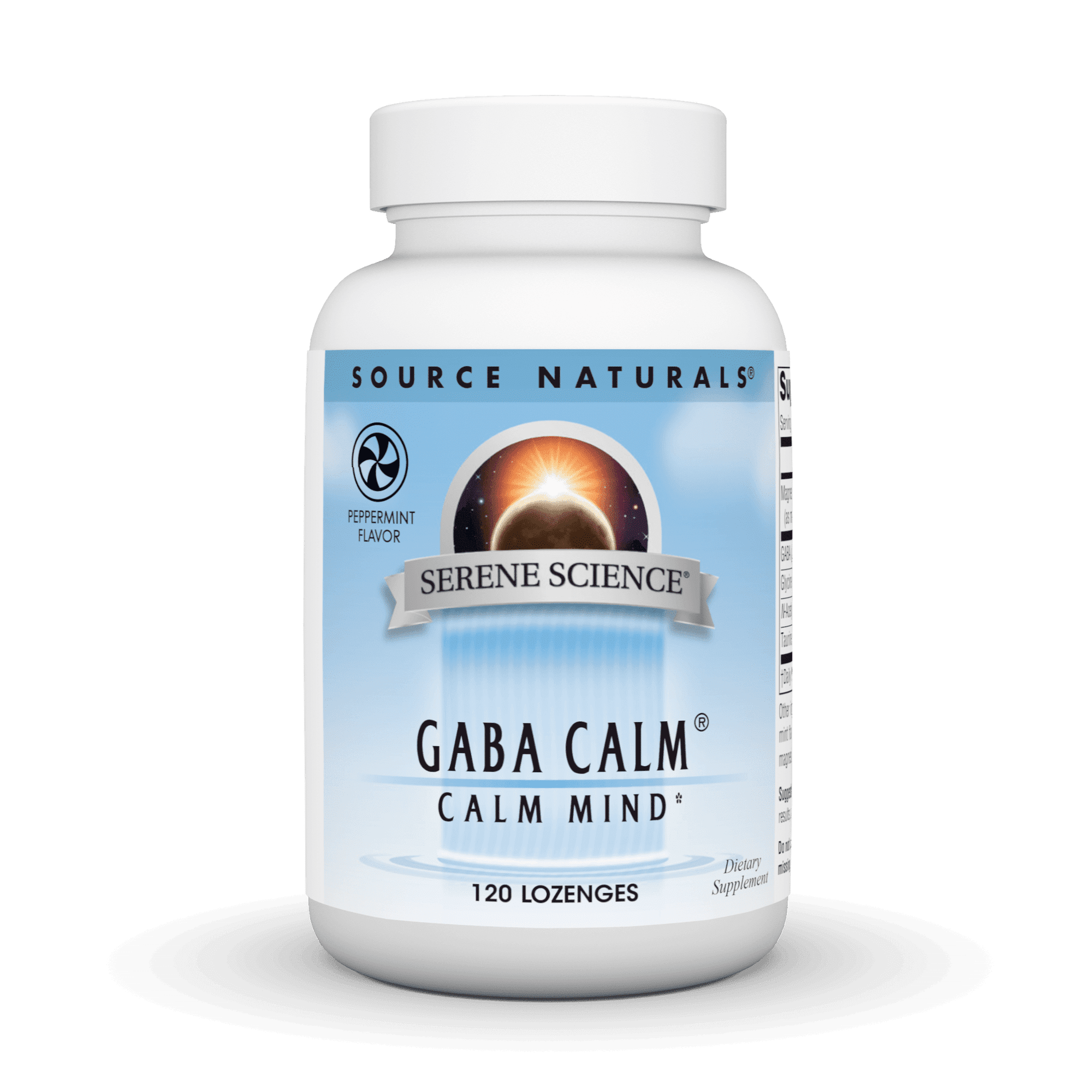 Source Naturals Serene Science Gaba Calm, Calm Mind*, Stress Relief with GABA and Magnesium, Peppermint Flavored Lozenges, 120 Count