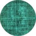 thumbnail image 1 of Ahgly Company Machine Washable Indoor Round Oriental Turquoise Blue Industrial Area Rugs, 4' Round, 1 of 4