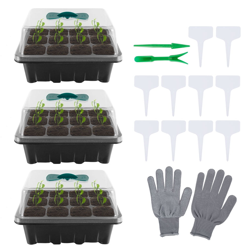 KORAM 10-pack Seed Trays Seedling Starter Germination Kit Reusable Plastic Grow 