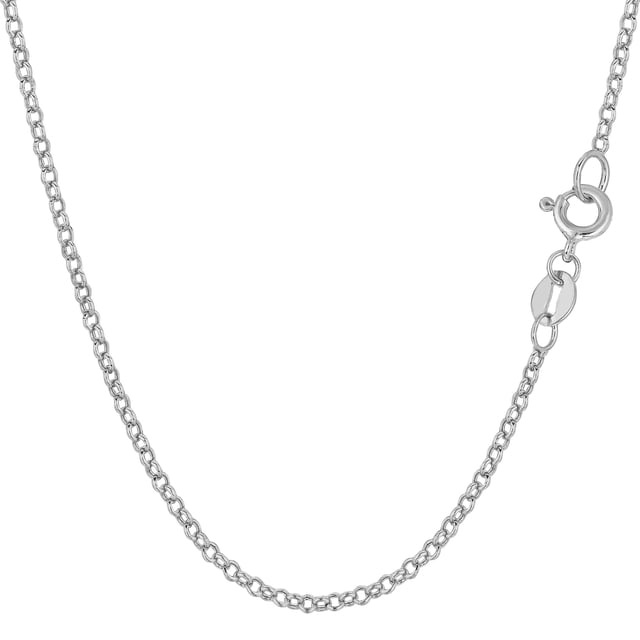 Collier Chaîne Rolo Rond en Or Blanc 14k, 1.85mm, 20 Pouces