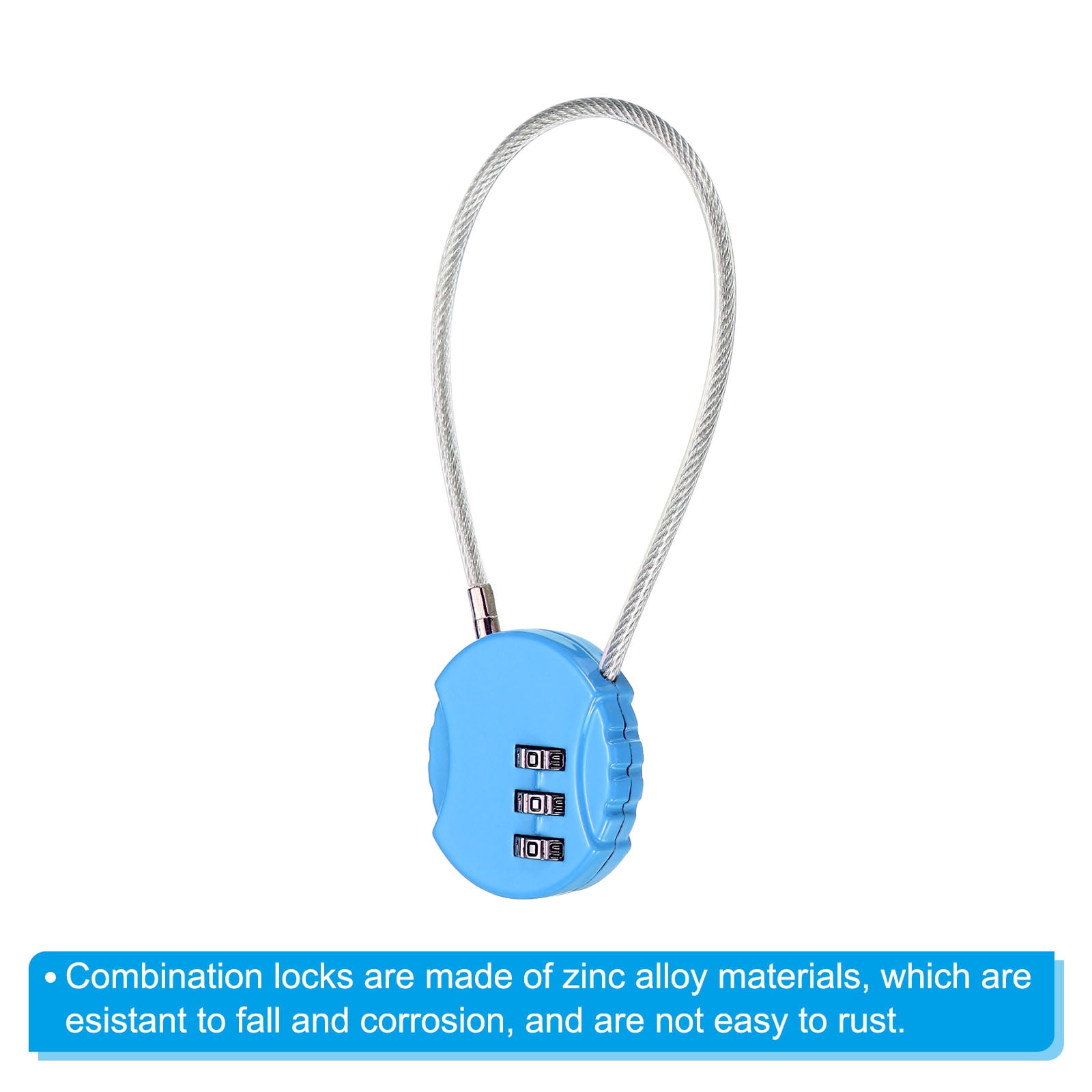 Unique Bargains Combination Lock 3 Digit Luggage Padlock for Gym Locker Light Blue 1 Pc