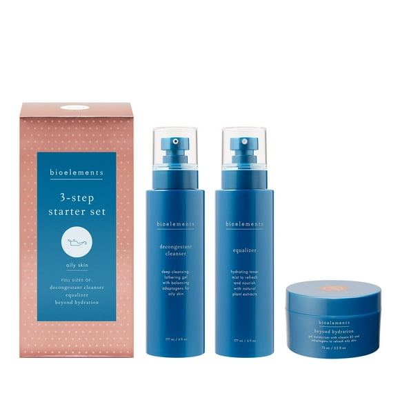 Set de cuidado de la piel Bioelements 3 pasos para piel grasa vegano