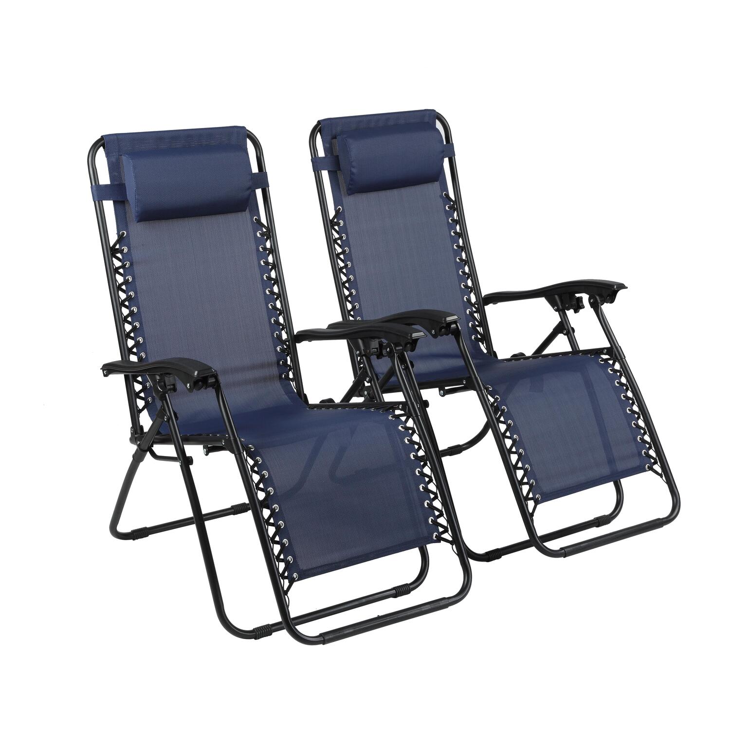 Zero Gravity Chairs Set of 2 Pool Lounge Chair Zero Gravity Recliner Lawn Patio Outdoor Porch Beach Backyard Anti Gravity Chair Folding Reclining Camping Chair, Blue - image 5 of 9