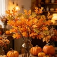 thumbnail image 5 of 2 Pcs Artificial Fall Oak Leaves Branches,15 Inch Fake Autumn Foliage Branches for Table Centerpieces Vases Filler,Farmhouse Home Kitchen Thanksgiving Decor,Orange, 5 of 6