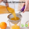 thumbnail image 3 of 18/8 Stainless Steel Mesh Strainer: U-Taste 3.9 Inch Kitchen Fine Mesh Sieve Food Colander with Riveted Sturdy Silicone Handle and 30 Mesh Hole for Straining Flour, Pasta, Fruit, Quinoa (Purple), 3 of 10
