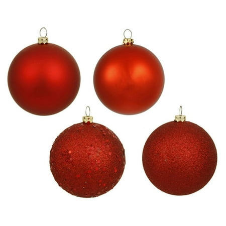 Vickerman 3" Red 4-Finish Ornament Assortment, Set of 16