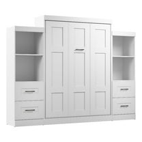 Pemberly Row Queen Murphy Bed and Closet Organizers with Drawers (115W) in White
