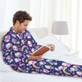 thumbnail image 6 of Zufioo Skull mushroom rainbow space Mens Pajamas Set, Mens Long-Sleeved Pajama and Pajama Pants,Pajamas Para Hombres,Men's Sleepwear-Large, 6 of 7