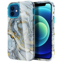 Allytech iPhone 12 Case with Screen Protector, iPhone 12 Pro Case, Heavy Duty Protection Shockproof Rugged Hybrid Case Silicone Hard PC Back Cover for Apple iPhone 12 / iPhone 12 Pro, Blue Marble