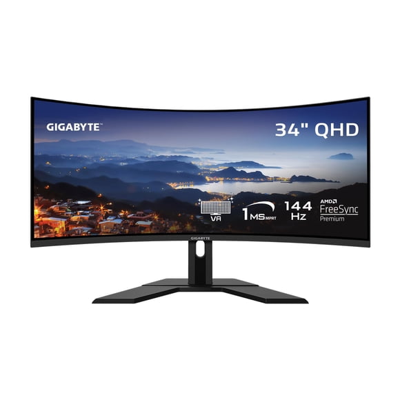 GIGABYTE - G34WQC Advanced-R - Monitor Gaming Curvo VA de 34" - WQHD 3440x1440-144Hz - 1ms MPRT - AMD FreeSync Premium - HDMI, DP - Altura Ajustable - Negro (RENOVADO)