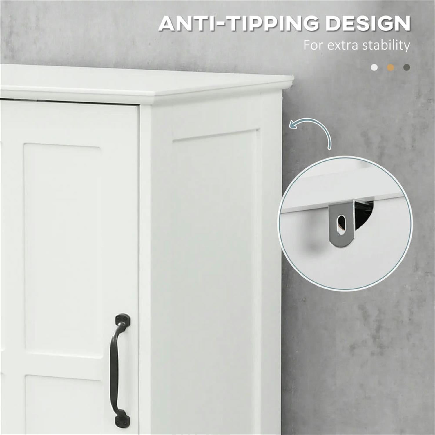 Demi Bonn 64" Tall Bathroom Storage Cabinet, Freestanding Cabinet with Drawer and Adjustable Shelves for Living Room, Kitchen, Dining Room, Office, White