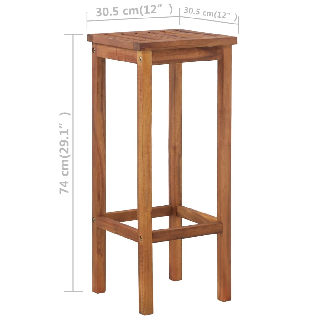 Canddidliike 3-Piece Acacia Wood Pub Bar Dining Counter Height Table Stool Set for Kitchen Wine Storage