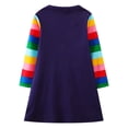 thumbnail image 2 of Toddler Kids Girl Long Sleeve Dress Stripe Rainbow Christmas Casual Tunic Playwear Basic Shirt Party Dresses (Navy Blue), 2 of 8