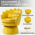 thumbnail image 4 of Newnno 360° Swivel Accent Chairs Set of 2, Mid-Century Modern Velvet Barrel Chair, Comfy Shell Shape Arm Chair with Lumbar Pillow for Living Room, Bedroom, Office, Yellow, 4 of 13