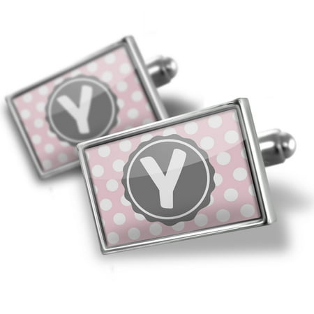 Cufflinks Monogram Y soft Pink Polka Dots - NEONBLOND