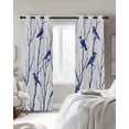 thumbnail image 2 of Navy Blue Branches Birds Black Out Curtains 72 Inch Long, Light Blocking Drapes with Black Liner, Abstract Forest Silhouettes Thermal Blackout Curtains for Bedroom Living Room 52"x72" 2 Panels, 2 of 8