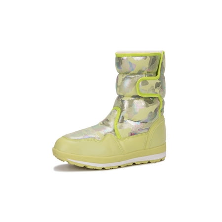 

Rockomi Womens Mens Winter Boot Faux Fur Warm Shoes Plush Lined Snow Boots Outdoor Hook And Loop Casual Breathable Mid Calf Green 10C