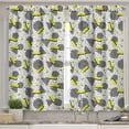 thumbnail image 2 of Ambesonne Geometric Valance & Curtain, Zigzag Chevron Circle, 55"x45", Yellow Black White, 2 of 6