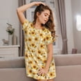 thumbnail image 3 of Lsque Coffee Plaid Sunflower Pattern Nightgowns for Women Sleep Shirts Short Sleeve Nightshirt Pullover Nightdress Soft Sleepwear Relaxed Fit Nightdress, 3 of 6