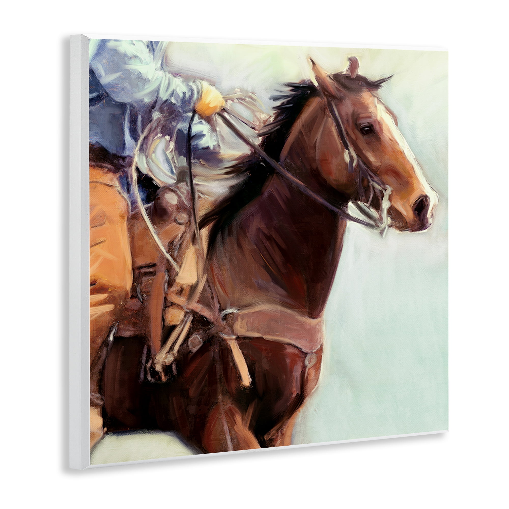 Stupell Industries Galloping Western Cowboy Animals & Insects Painting Unframed Art Print Wall Art, 12 x 12