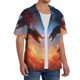 thumbnail image 2 of Balery Red And Blue Fire Cloud Dragon Camisa Casual de Manga Corta con Botones para Hombre, Texturizada, Estilo Cubano, para Playa, Verano-Large, 2 of 5