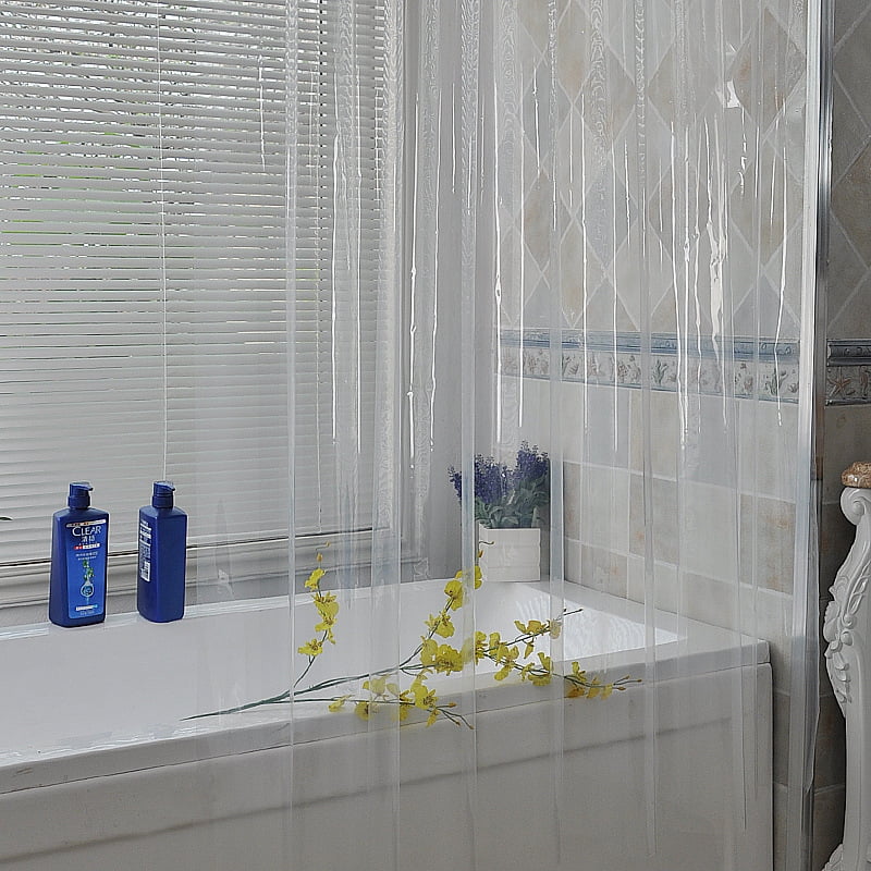 PreAsion Clear Water Repellant Bathroom Shower Curtain with Hooks Vinyl Plastic Liner Waterproof 72'*72'