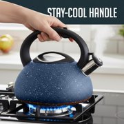Luminuxe Stovetop Tea Kettle Granite Finish Induction Compatible 2.4 Qt