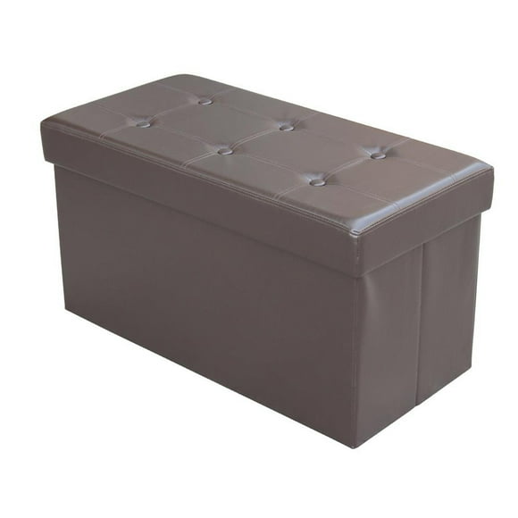 ITY International - Large Folding Ottoman with Storage, 30"x14.75"x15.75", Chocolate Brown