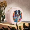 thumbnail image 6 of Yiaed Oil Painting Sunflower Puppy Print Travel Jewelry Case Bridesmaid Gift Boxes Jewelry Travel Organizer Small Round Jewelry Box Mini Storage-Pink, 6 of 7