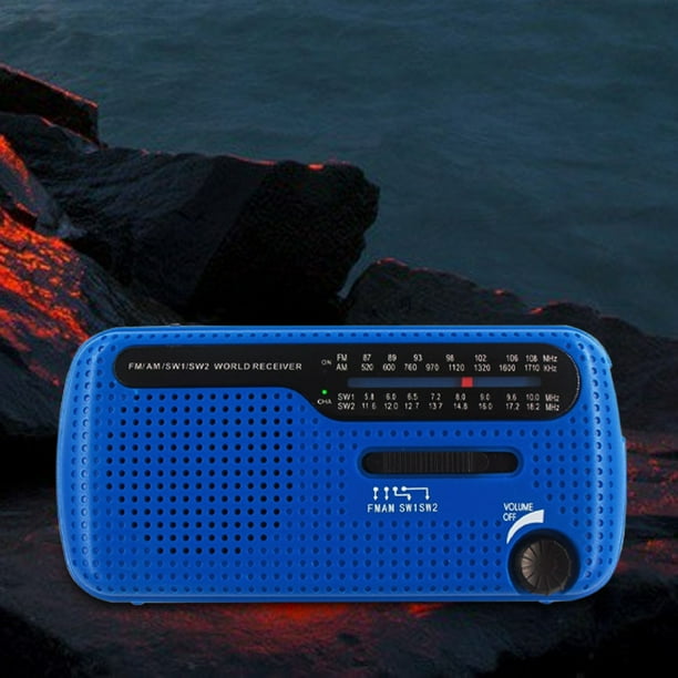 Radio AM/FM/SW, radio portátil de emergencia con manivela, batería recargable, cargador USB para celular, linterna de camping, alarma, radio FM.