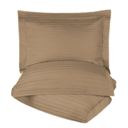 Egyptian Cotton 600 Thread Count Stripe Duvet Cover Set, Taupe, King/California King by Superior