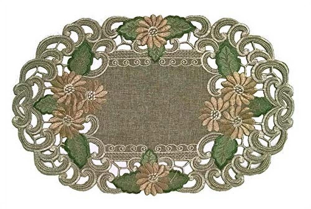 Two 11" Hunter Green Lace Doillies Victorian Rose Livingroom Dining Room Bedroom 