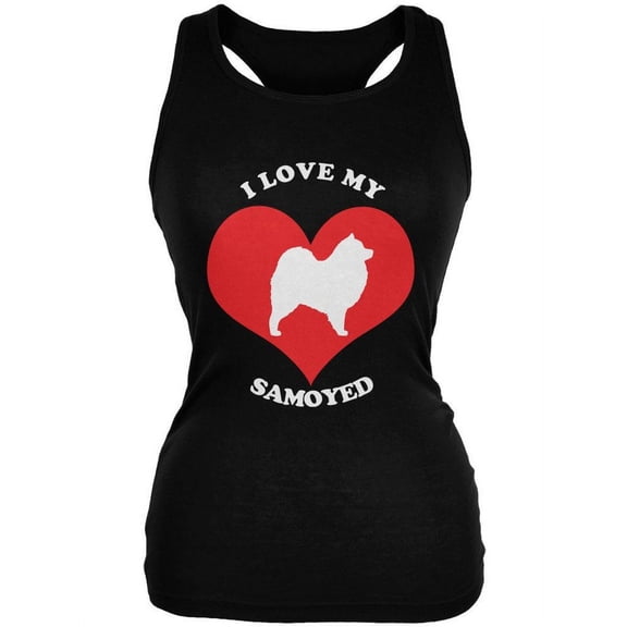 Valentines I Love My Samoyed Black Juniors Soft Tank Top - 2X-Large