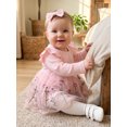 thumbnail image 4 of RUINIXCW Baby Girl Fall Outfits Crew Neck Long Sleeve Romper Dress and Headband 2Pcs, 4 of 8