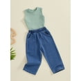 thumbnail image 3 of Suealasg Litte Girls 2Pcs Summer Outfits Sleeveless Ribbed Knit Tank Tops +Jeans Denim Pants 1T 2T 3T 4T 5T 6T Toddler Kids Girls Clothes Set, 3 of 7