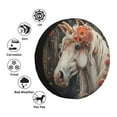 thumbnail image 4 of Salouo Vintage Floral White Horse Print Spare Tire Cover 14-17 inch Spare Tire Protector Universal Tough Tire Wheel Cover for Trailer SUV and Truck-15 inch, 4 of 6