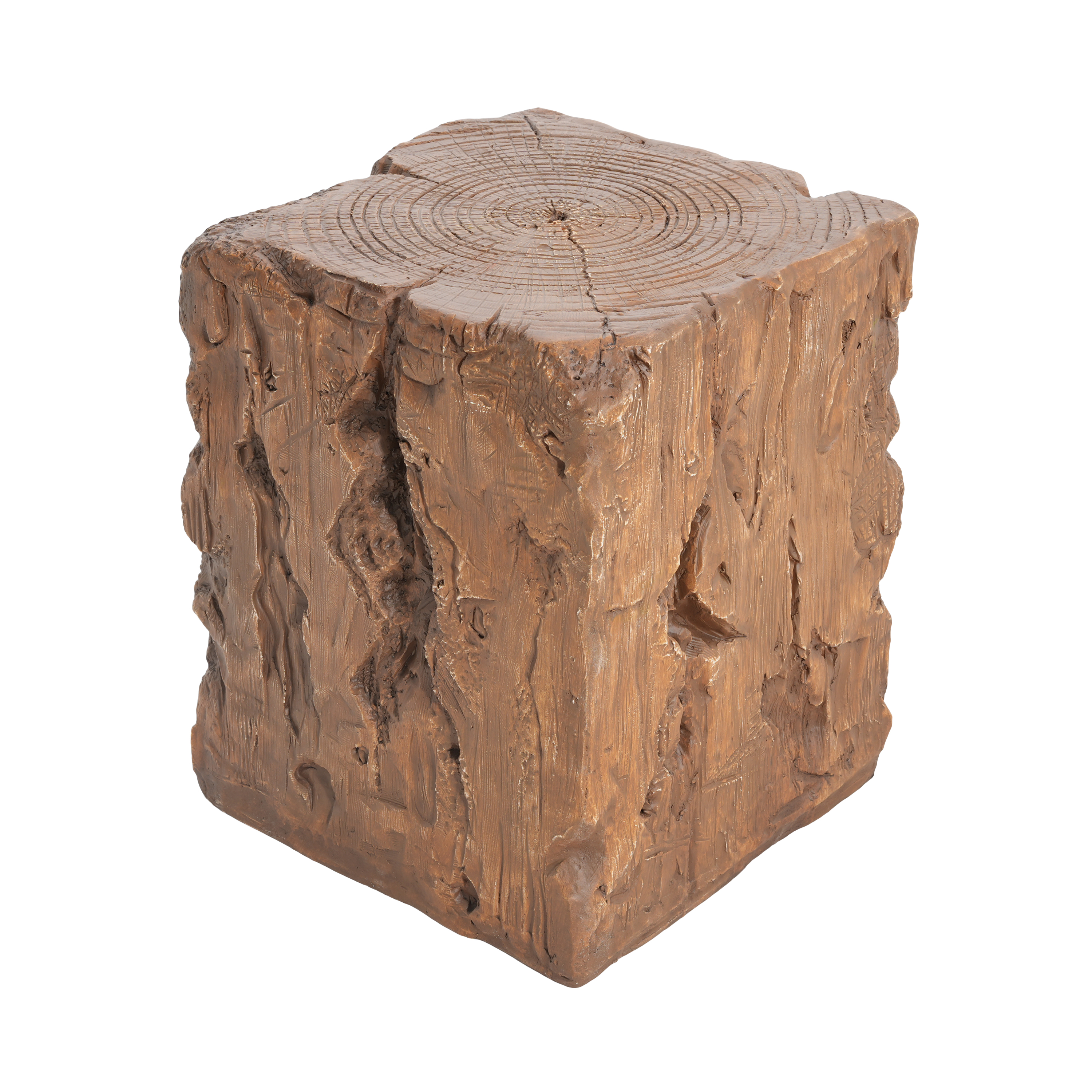 Stump Shape Indoor Outdoor Side Table for Garden Patio Deck, Brown