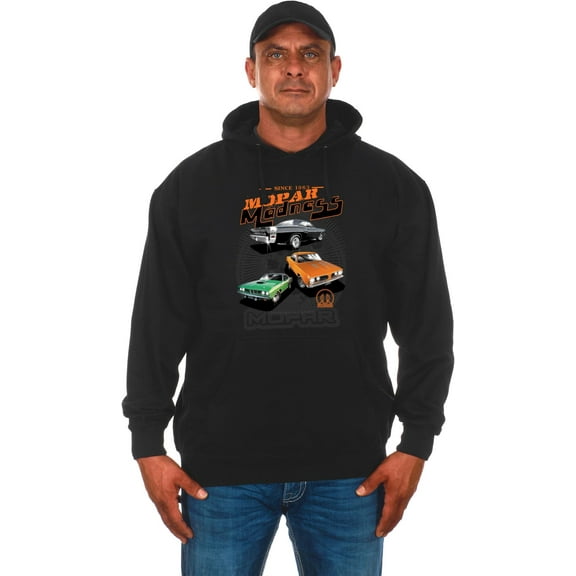 JH Design Men's Mopar Pullover Black Hoodie Screen Printed Sweatshirt