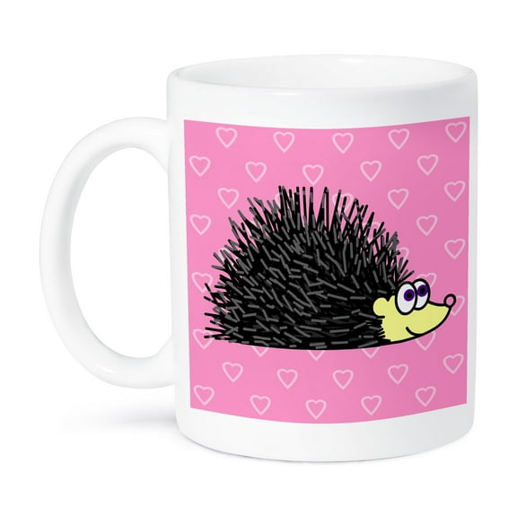 3dRose, Hedgehog and Hearts Design, 15oz Mug