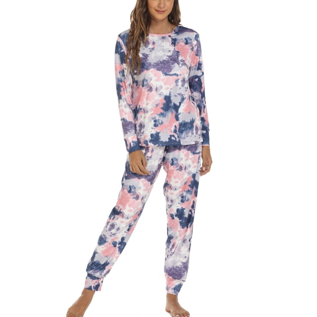 Conjunto de pijama para mujer Tie Dye suelto, cómodo y elegante, ropa de dormir de 2 piezas, pantalones superiores, ropa de dormir