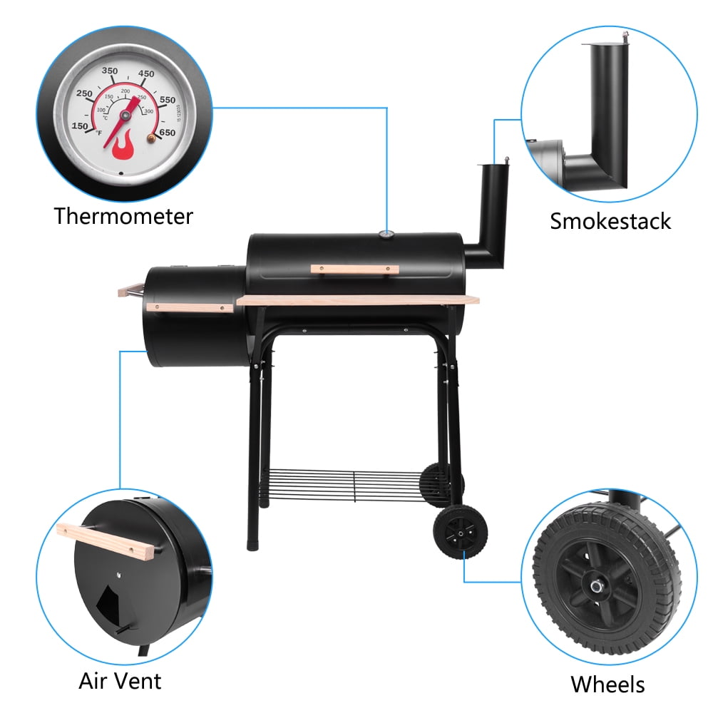ZOKOP Portable Charcoal Grill, Outdoor Grills Charcoal, Charcoal BBQ Grill Oven, Oil Drum Charcoal Furnace High Temperature Spray Paint (500-600 Degrees) Diameter 15cm Plastic Wheel