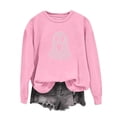 thumbnail image 5 of Dpjklzsn Women’s Halloween Rhinestone Ghost Sweatshirt, Loose Fit Long Sleeve Crewneck Pullover Top, Polyester Blend Casual Fall Shirt, 5 of 6